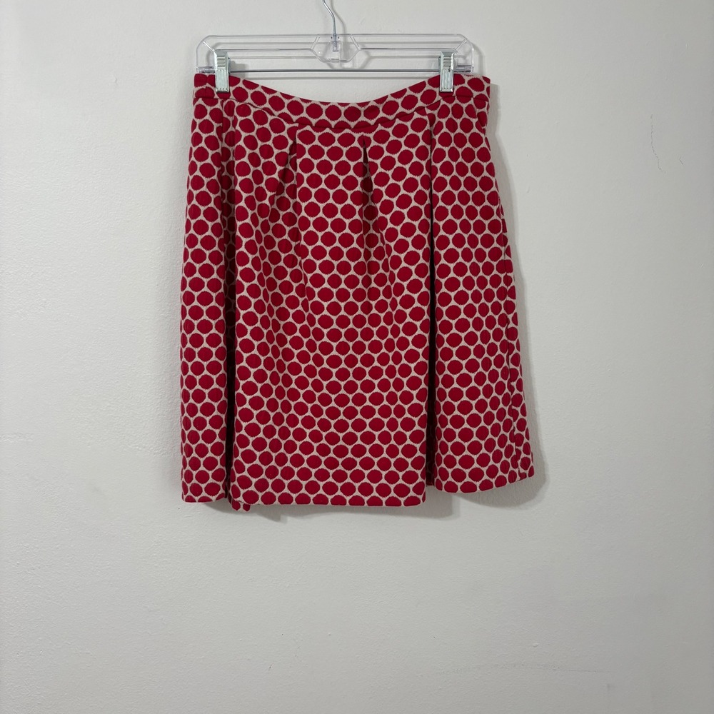 Boden Retro Mod Skirt Twee Polka Dot Pleated Pockets  Preppy Red Womens US 8L - Picture 9 of 10